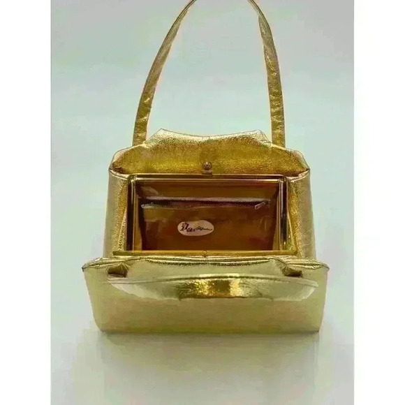 Vintage Ila of California Gold Shoulder Bag with Clasp Center Pocket - Picture 4 of 9